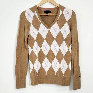Tommy Hilfiger Pima Cotton Argyle Sweater Tennis Prep Light Academia Y2K Golf